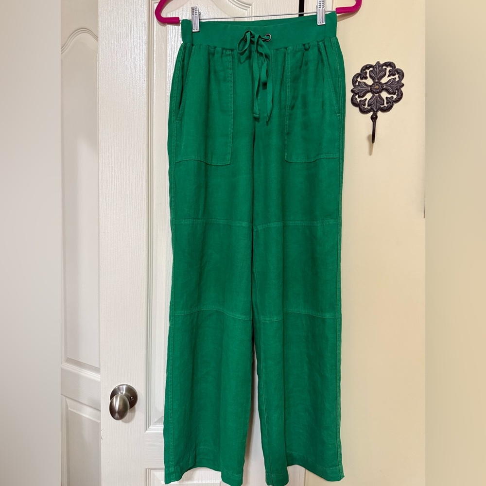 Sanctuary Standard Surplus Wide Leg Green Lightweight Linen Pants in Size S-L